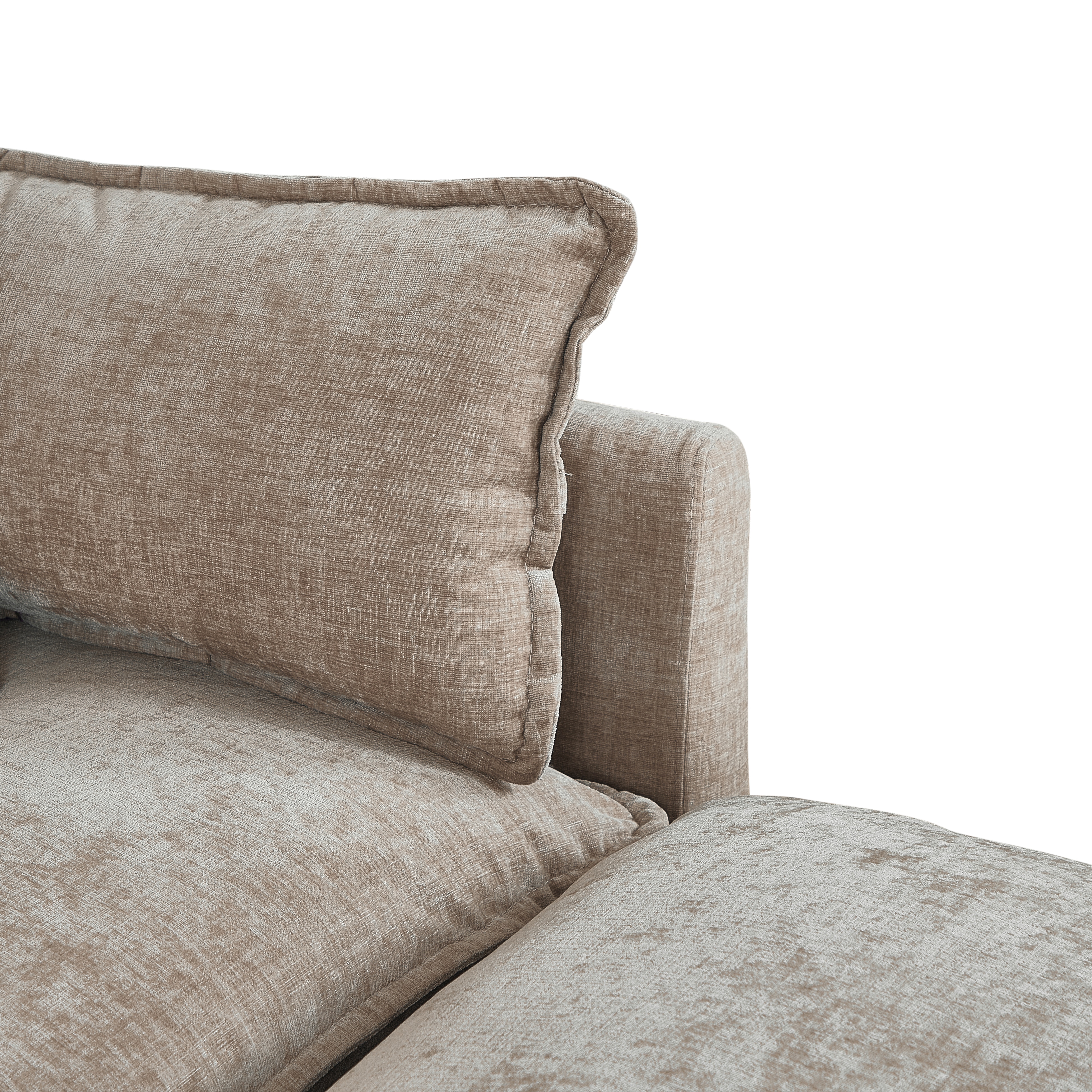 Camel Fabric Ottoman – 3-Layer Plush Footrest With Wood, Stainless Steel Frame, Modern Living Room Extra Seat, Footstool_voghion.com